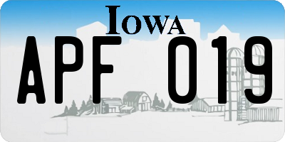 IA license plate APF019
