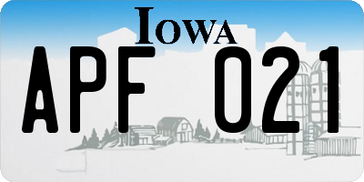 IA license plate APF021