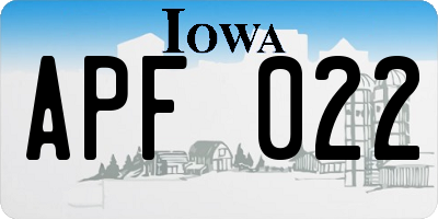 IA license plate APF022