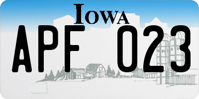 IA license plate APF023