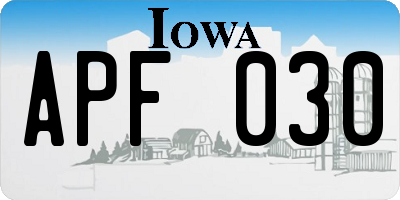 IA license plate APF030
