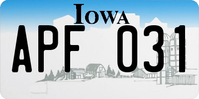IA license plate APF031