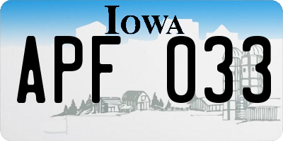 IA license plate APF033