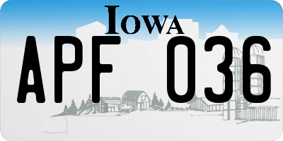 IA license plate APF036