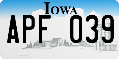 IA license plate APF039