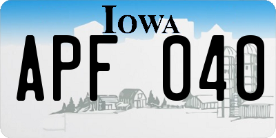 IA license plate APF040