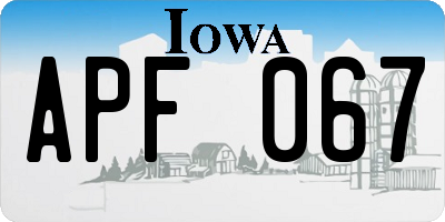 IA license plate APF067