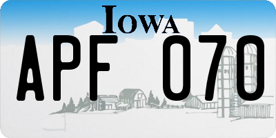IA license plate APF070