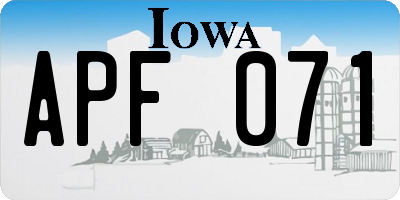IA license plate APF071