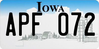 IA license plate APF072