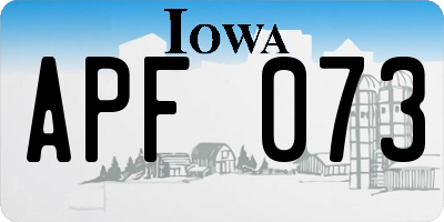 IA license plate APF073