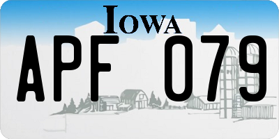 IA license plate APF079