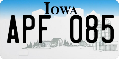 IA license plate APF085