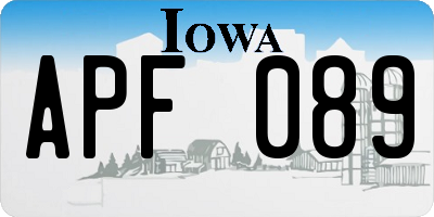 IA license plate APF089