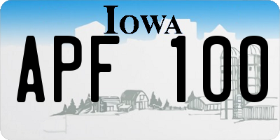 IA license plate APF100