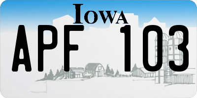 IA license plate APF103