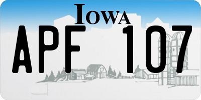 IA license plate APF107