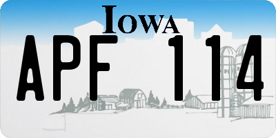 IA license plate APF114