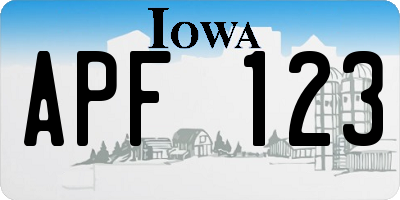 IA license plate APF123
