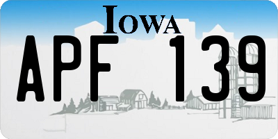 IA license plate APF139