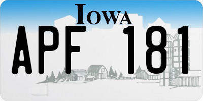 IA license plate APF181