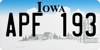 IA license plate APF193