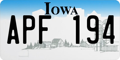 IA license plate APF194