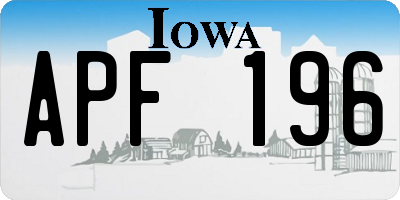 IA license plate APF196