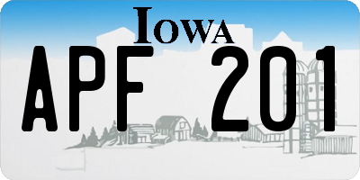 IA license plate APF201