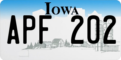 IA license plate APF202