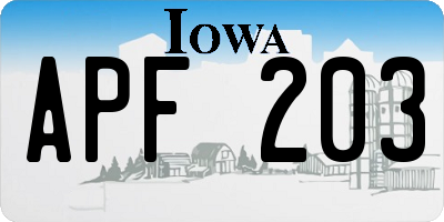 IA license plate APF203