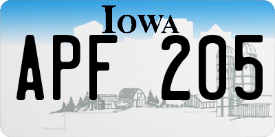 IA license plate APF205