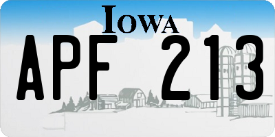 IA license plate APF213