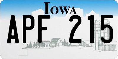 IA license plate APF215