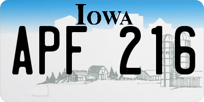 IA license plate APF216