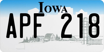 IA license plate APF218