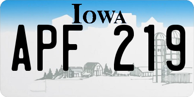 IA license plate APF219