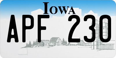 IA license plate APF230