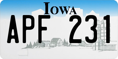 IA license plate APF231