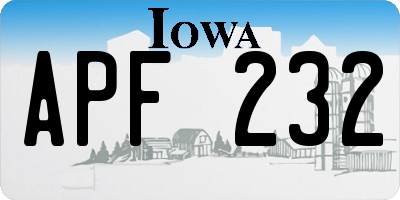 IA license plate APF232