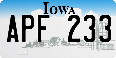 IA license plate APF233