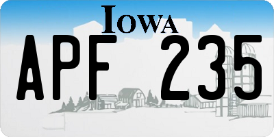 IA license plate APF235
