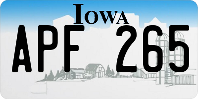 IA license plate APF265