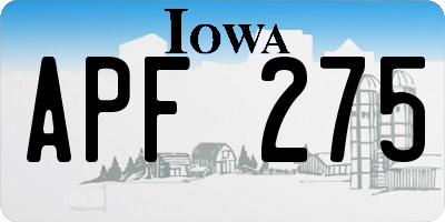 IA license plate APF275