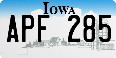 IA license plate APF285
