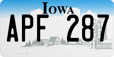 IA license plate APF287