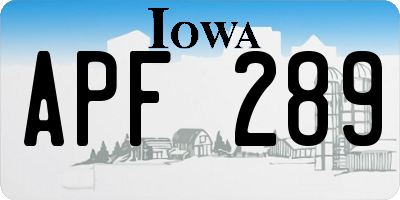 IA license plate APF289