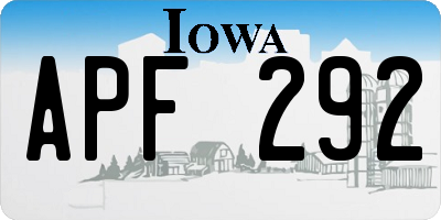 IA license plate APF292