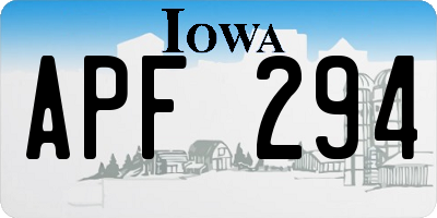 IA license plate APF294
