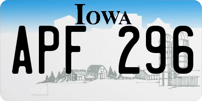 IA license plate APF296